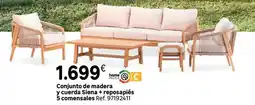 Leroy Merlin Siena - conjunto de madera y cuerda siena + reposapiés 5 comensaltes oferta