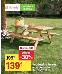 Leroy Merlin Set de pino forrest 4 comensalés oferta