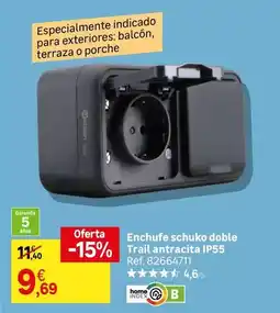 Leroy Merlin Antracita - enchufe schuko doble trail antracita ip55 oferta
