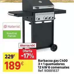 Leroy Merlin Barbacoa gas c400 3+1 quemadores 12 kw 6 comensales oferta
