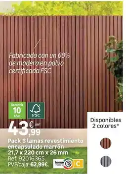 Leroy Merlin Home - pack 3 lamas revestimiento encasulado marron oferta