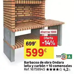 Leroy Merlin Home - barbacoa de obra ondara leña y carbón + 10 comentales oferta