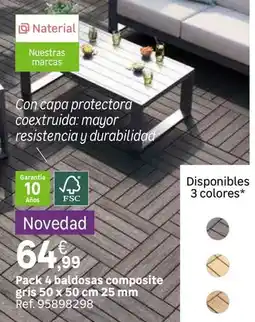 Leroy Merlin Pack 4 baldosas composite gris 50 x 50 cm 25 mm oferta