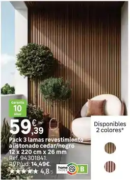 Leroy Merlin Home - pack 3 lamas revestimiento alistonado cedar/negro oferta