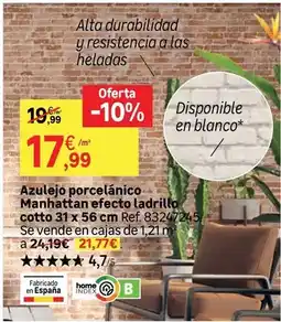 Leroy Merlin Blanco - azulejo porcelanico manhattan efecto cadrillo cotto 31 x oferta