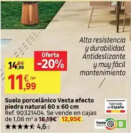 Leroy Merlin Vesta - suelo porcelanico efecto piedra natural 60 x 60 cm oferta