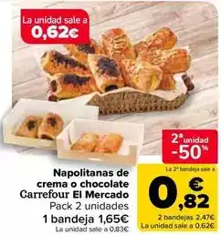 Carrefour Market Carrefour el mercado - napolitanas de crema o chocolate oferta