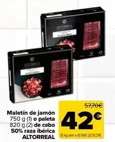 Carrefour Market Altorreal - maletín de jamón o paleta de cebo 50% raza iberica oferta