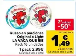 Carrefour Market La vaca que ríe - queso en porciones original o light oferta