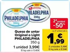 Carrefour Market Philadelphia - queso de untar original o light oferta