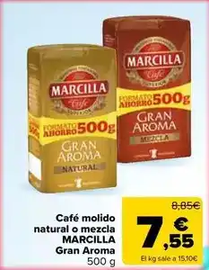 Carrefour Market Marcilla - cafe molido natural o mezcla gran aroma oferta