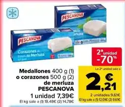 Carrefour Market Pescanova - medallones o corazones de merluza oferta