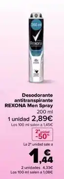 Carrefour Market Rexona - desodorante antitranspirante men spray oferta