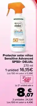 Carrefour Market Delial - protector solar ninos sensitive advanced sp50+ oferta