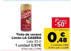Carrefour Market La casera - tinto de verano limon oferta