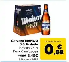 Carrefour Market Mahou - cerveza 0,0 tostada oferta