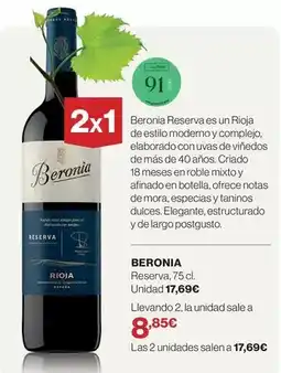 El Corte Inglés Beronia - reserva oferta