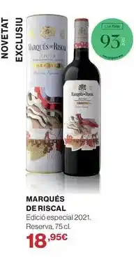 El Corte Inglés Marqués de riscal - edición especial 2021. reserva oferta