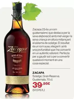 El Corte Inglés Zacapa - solatage, gran reserva, guatemale oferta