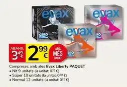 Supermercados Charter Evax - compresas amb ales liberty paquet oferta