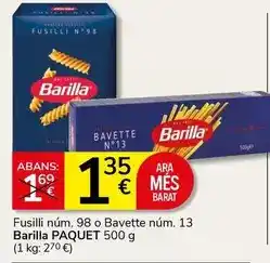 Supermercados Charter Barilla - fusilli numa o bavette num. 13 oferta