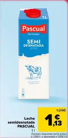 Carrefour Pascual - leche semidesnatada oferta