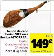 Carrefour Altorreal - jamón de cebo ibérico 50% raza ibérica oferta