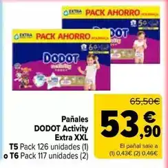 Carrefour Dodot - panales activity extra xxl oferta
