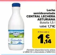 Carrefour Central lechera asturiana - leche semidesnatada oferta