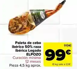 Carrefour Elpozo - paleta de cebo iberico 50% raza iberica legado oferta