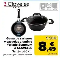 Carrefour 3 claveles - gama de sartenes y cazuelas aluminio forjado summum oferta
