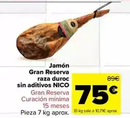 Carrefour Nico - jamón gran reserva raza duroc sin aditivos oferta