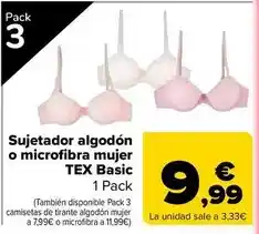 Carrefour Tex basic - sujetador algodon o microfibra mujer oferta