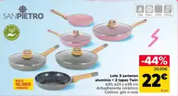 Carrefour San pietro - lote 3 sartenes aluminio + 2 tapas twin oferta