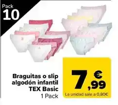 Carrefour Tex basic - braguitas o slip algodon infantil oferta