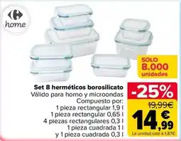 Carrefour Carrefour home - set 8 hermeticos borosilicato oferta