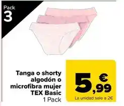 Carrefour Tex basic - tanga o shorty algodon o microfibra mujer oferta