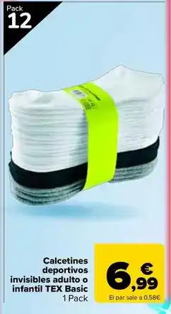 Carrefour Tex basic - calcetines deportivos invisibles adulto o infantil oferta