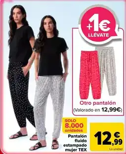 Carrefour Tex - pantalon fluido estampado mujer oferta