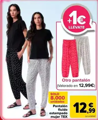 Tex - pantalon fluido estampado mujer