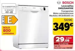 Carrefour Bosch - lavavajillas sms25aw05e oferta