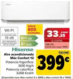 Carrefour Hisense - aire acondicionado max confort 12 oferta