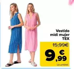 Carrefour Tex - vestido midi mujer oferta