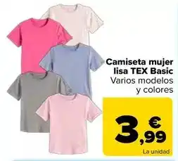 Carrefour Tex - camiseta mujer lisa basic oferta