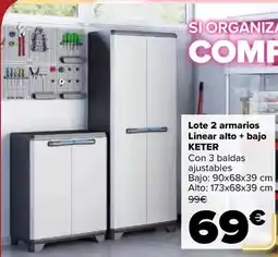 Carrefour Keter - lote 2 armarios linear alto + bajo oferta