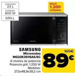 Carrefour Samsung - microondas mg23k3515as/ec oferta
