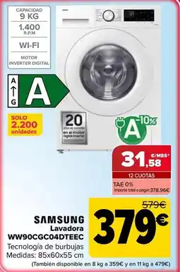 Carrefour Samsung - lavadora ww90cgc04dteec oferta