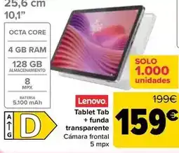 Carrefour Lenovo - tablet tab + funda transparente oferta
