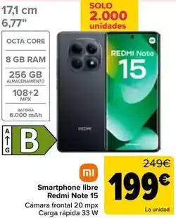 Carrefour Xiaomi - smartphone libre redmi note 15 oferta