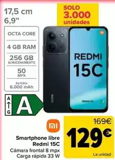 Carrefour Xiaomi - smartphone libre redmi 15c oferta